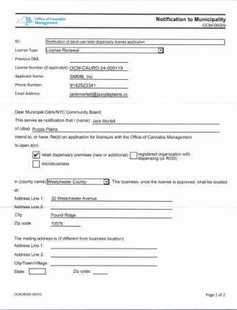 Notification to Municipality Form OCM 06009